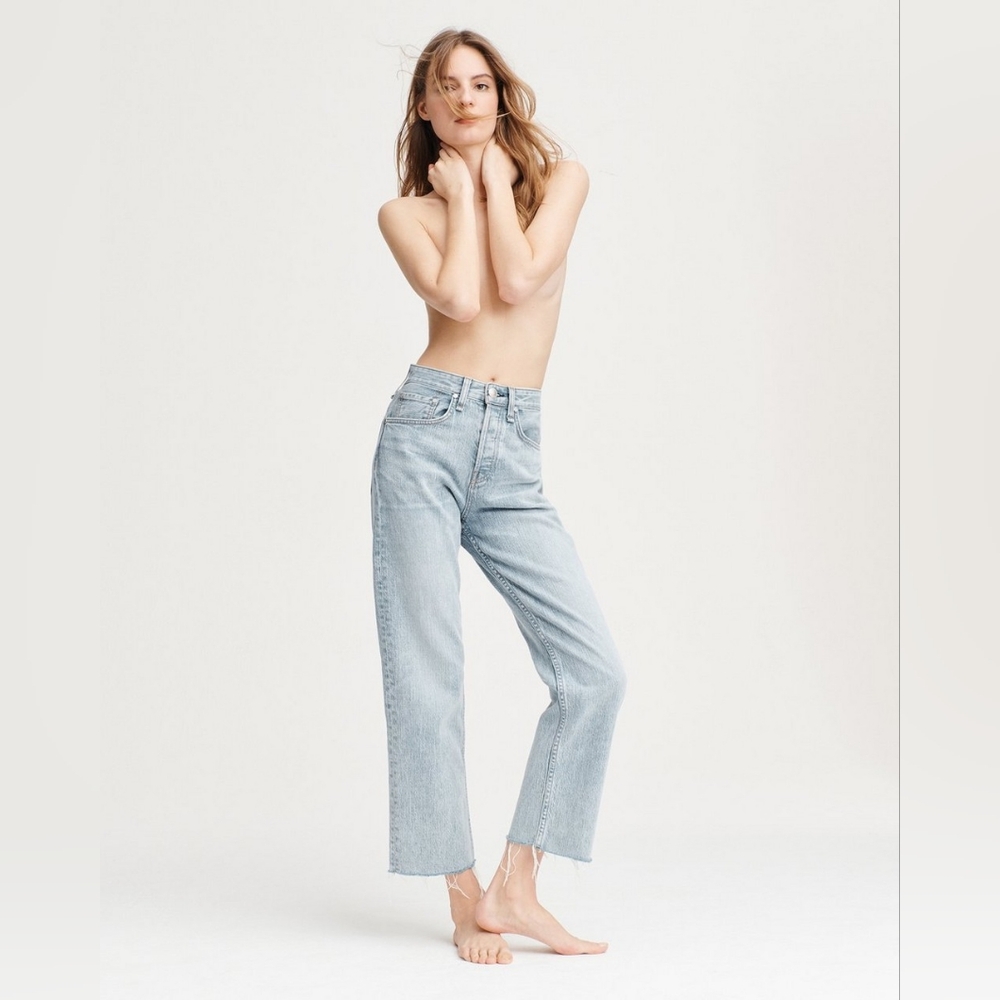 rag & bone Light Blue High-Rise Straight Jeans